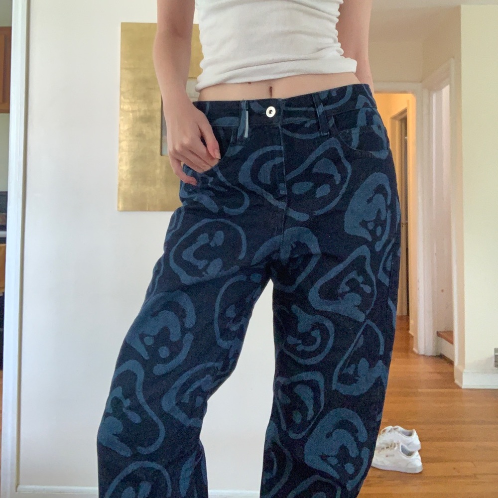 Abstract Printed Baggy Jeans